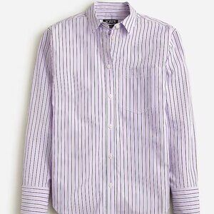 J. Crew Garçon Classic Shirt Striped Cotton Poplin Lilac - Size 12 NWT